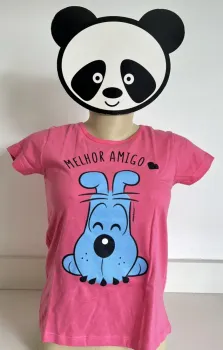 H206 - camiseta rosa com Bidu estampado - infantil (produto novo, doado pela marca)